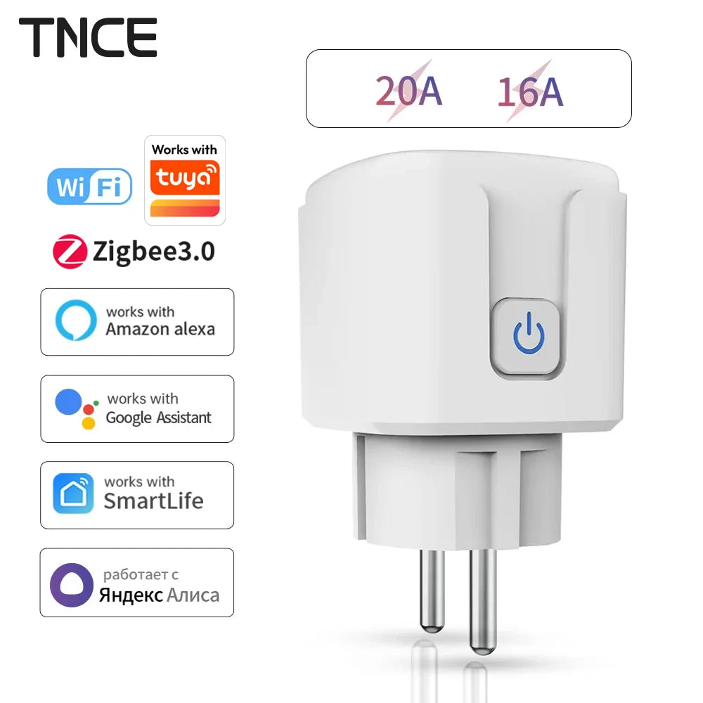 Enchufe Inteligente WiFi/Zigbee 16A/20A – Control desde el Celular con Monitoreo de Energía