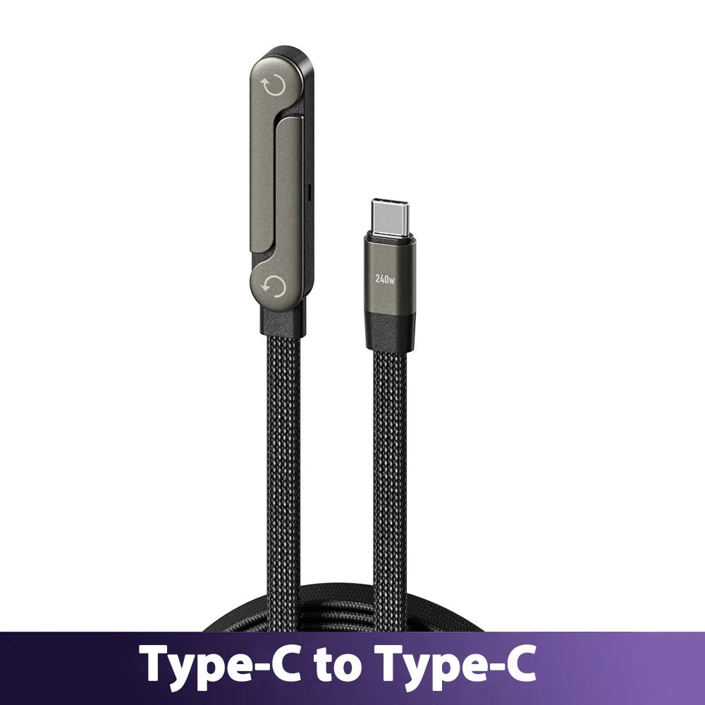 Cable de Carga Rápida 65W con Soporte Plegable 2 en 1 – USB-A y USB-C