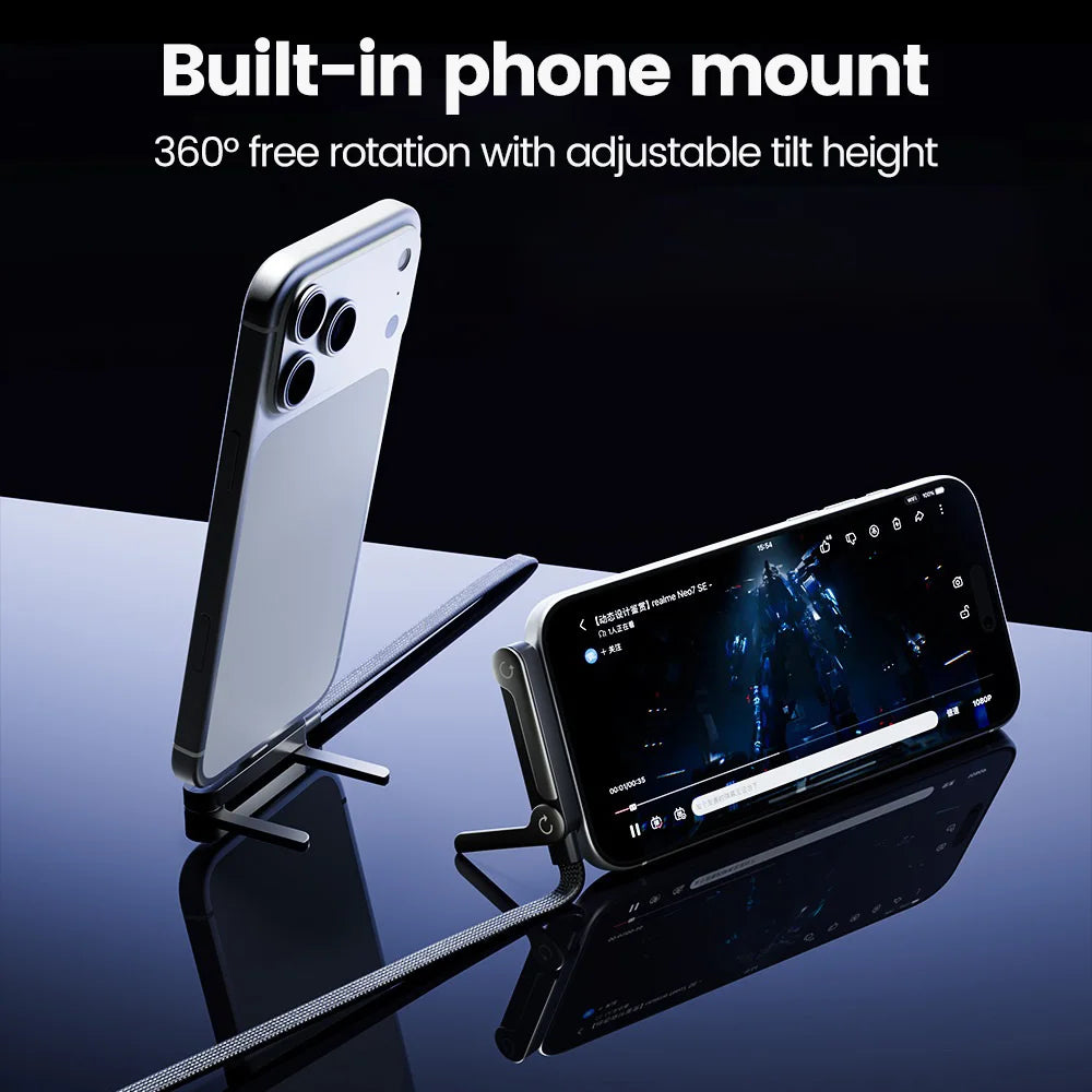 Cable de Carga Rápida 65W con Soporte Plegable 2 en 1 – USB-A y USB-C