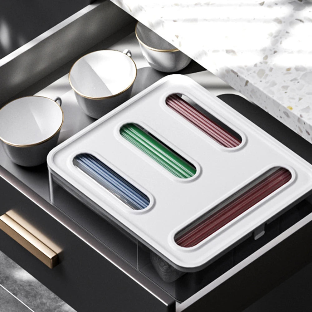 Organizador Plástico para Cajones de Cocina – Bolsas Ziplock, Utensilios y Más