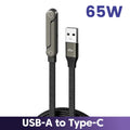 Cable de Carga Rápida 65W con Soporte Plegable 2 en 1 – USB-A y USB-C